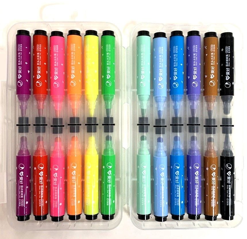 Фломастери подвійні короткі 12 кол CP6150-12 AIHAO