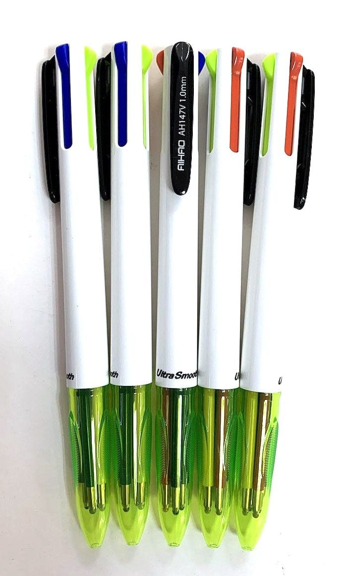 Ручка кулькова 4-х кольорова неон 1,0 мм (12 шт/уп) AH-147V-YEL AIHAO