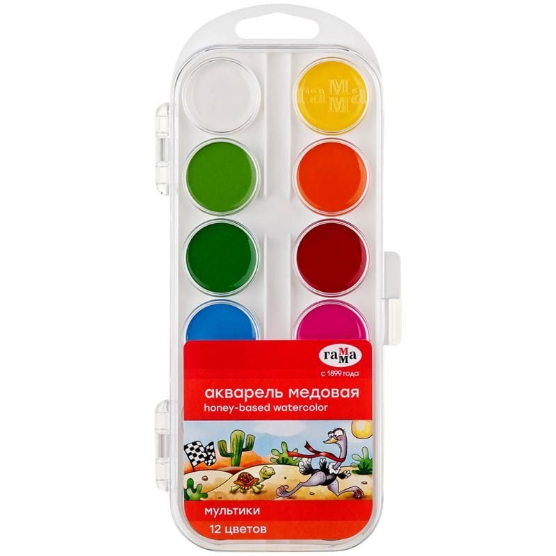 Фарби акварельні 12 кол медові Мультики 211046 12 Гамма