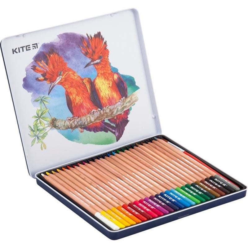 Олівець акварельний 24 кол в металевій упаковці Птахи K18-1053 Kite