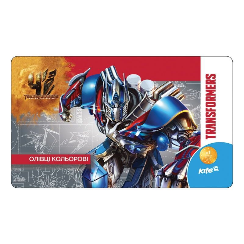 Олівець кольоровий 12 кол чорний корпус в металевому пеналі Transformers TF15-058K Kite