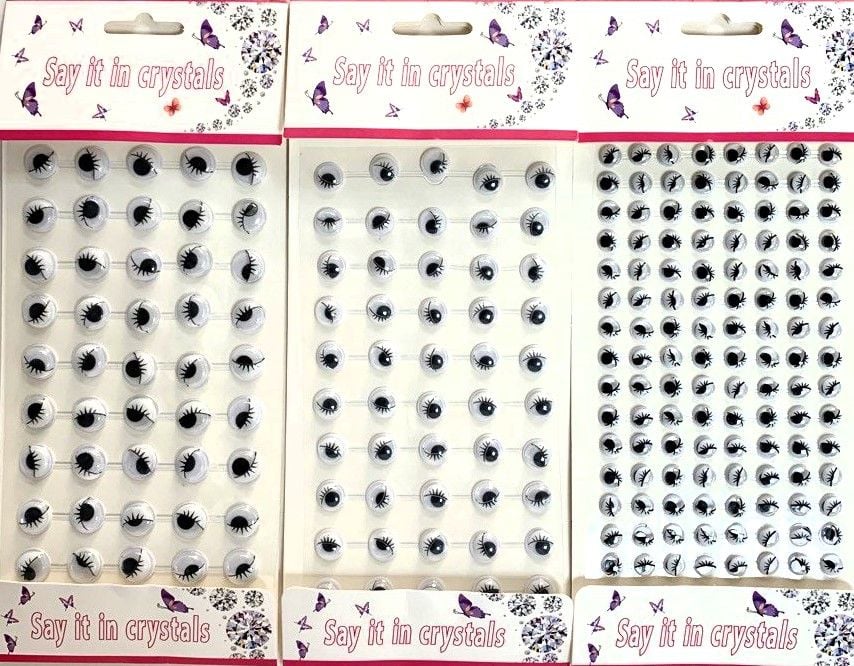 Наліпки Очі з віями чорно-білі мікс розмірів 10*23 см (12 шт/уп) RS-0190 Імпорт