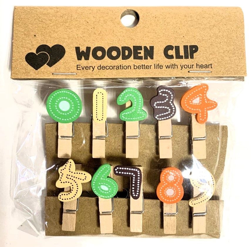 Прищіпка дерев'яна Цифри (10 шт) SH-94-100