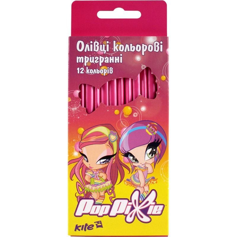 Олівець кольоровий 12кол трикутний рожевий корпус Pop Pixie PР14-057K Kite