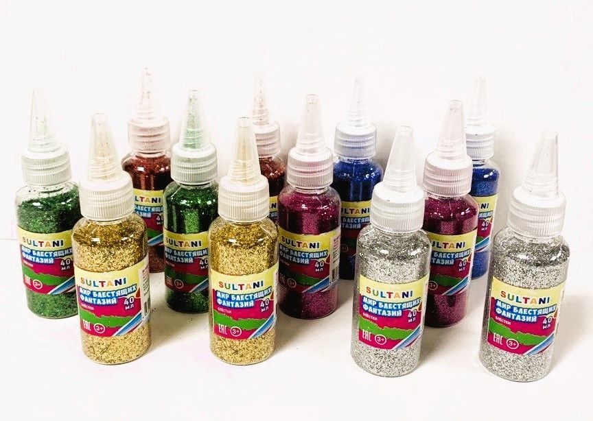 Блискітки  в баночках 40мл, асорті 6 кол (12 бан/уп) ST-5662 SULTANI
