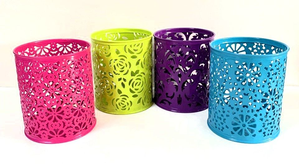 Органайзер стакан ажурний метлавий, кольоровий мікс (12/96) SH-90-64