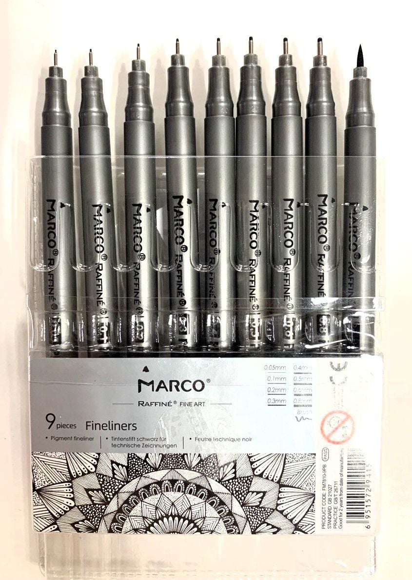 Маркер liner набір 9 шт 0,05-0,8 мм 7810-9 MARCO