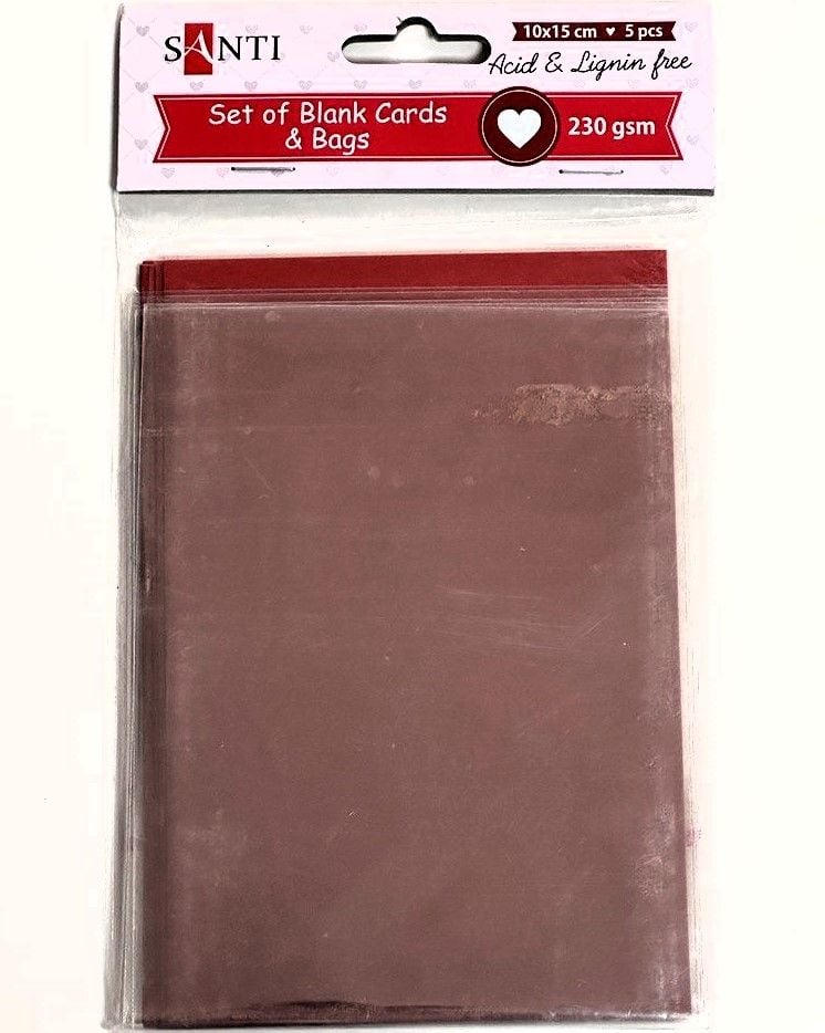 Набір заготівок для листівок 10*15 см 5 шт 230 г/м червоні 952276 Santi