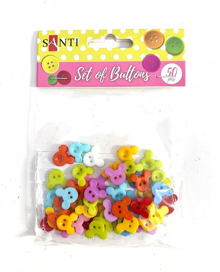 Гудзики 50 шт/уп 15 мм 10 кол Little Mouse 742489 Santi