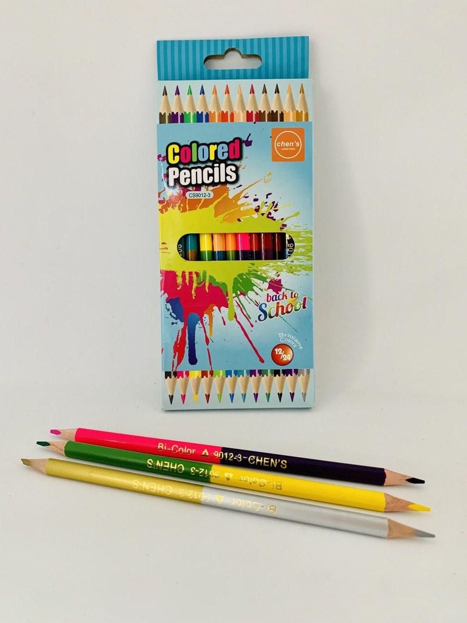 Олівець кольоровий 12\24кол. трикутний корпус двосторонні (12/240) CS9012-3 Chen`s
