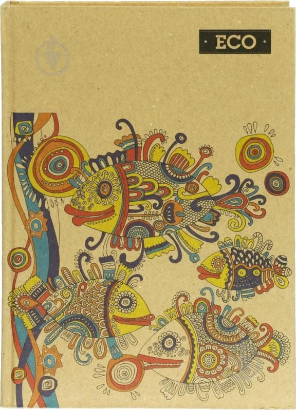 Блокнот А5 тверда еко-обкладинка, 160 арк кліт (серія Диво риби, Петриківський розпис, Хіпстер жираф, Хіпстер кіт) Ц155015У Міцар