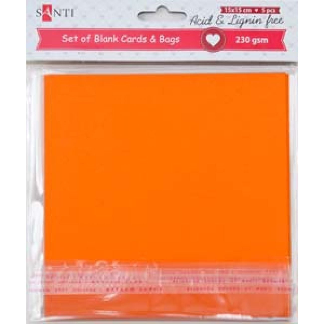 Набір заготівок для листівок 15*15 см 5 шт 230 г/см помаранчевий 952284 Santi