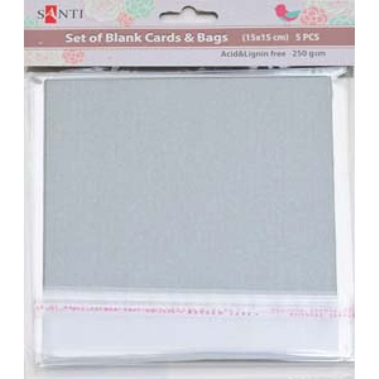 Набір заготівок для листівок 15*15 см 5 шт 250 г/см срібний 952248 Santi