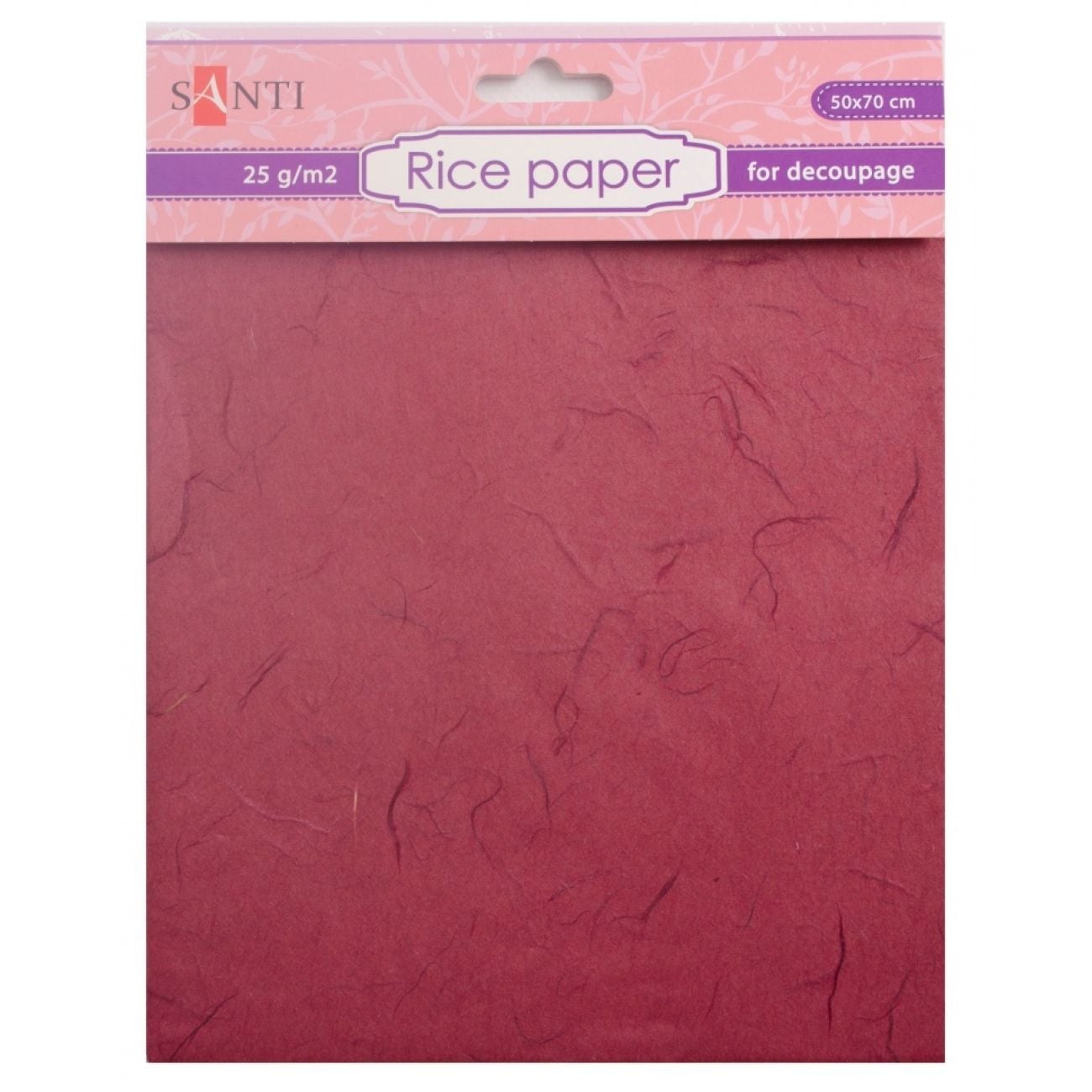 Папір рисовий для декупажу 50*70 см 25 г/м бордовий 952720 Santi