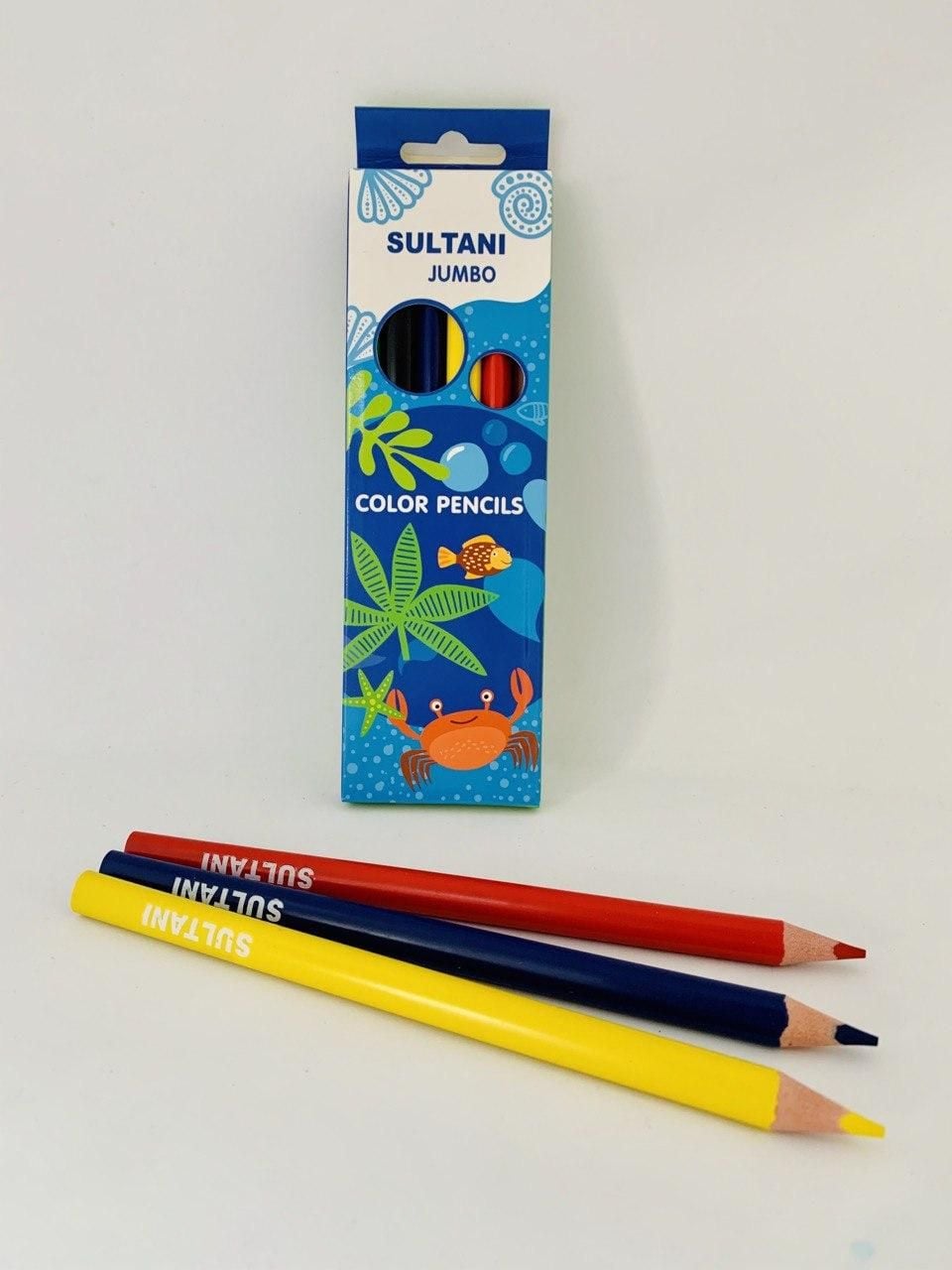Олівець кольоровий Джамбо 6 кол. тригранні Sea life ST-6175-6 SULTANI