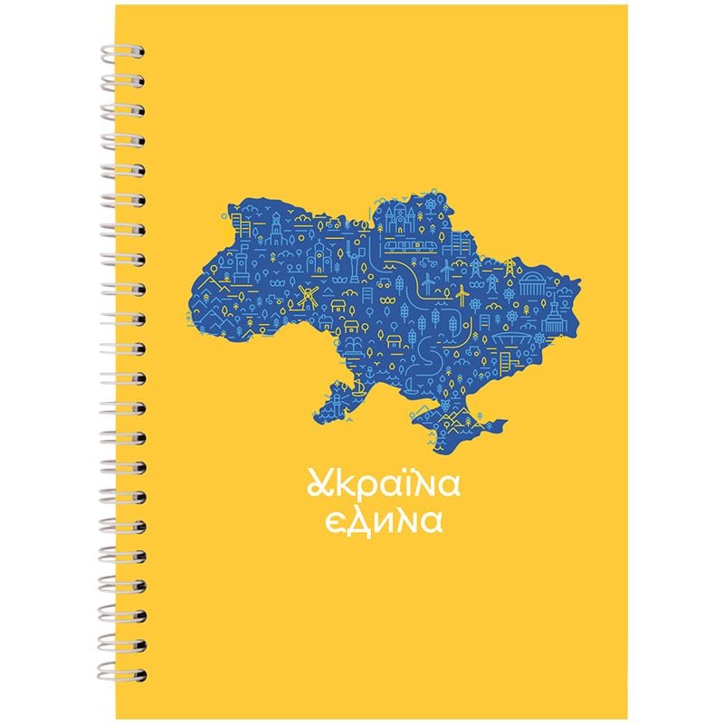 Блокнот А5 96 арк на спіралі клітинка УкраЇна єдина 8032-22 Axent