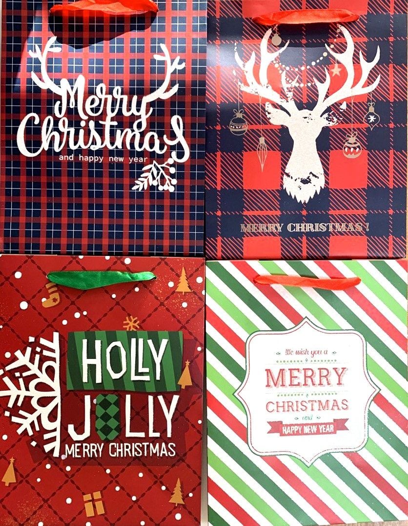 Пакет подарунковий 17.8*9.8*22.9 мм Medium XMAS (12 шт/уп) 22-9642-A Малеваро