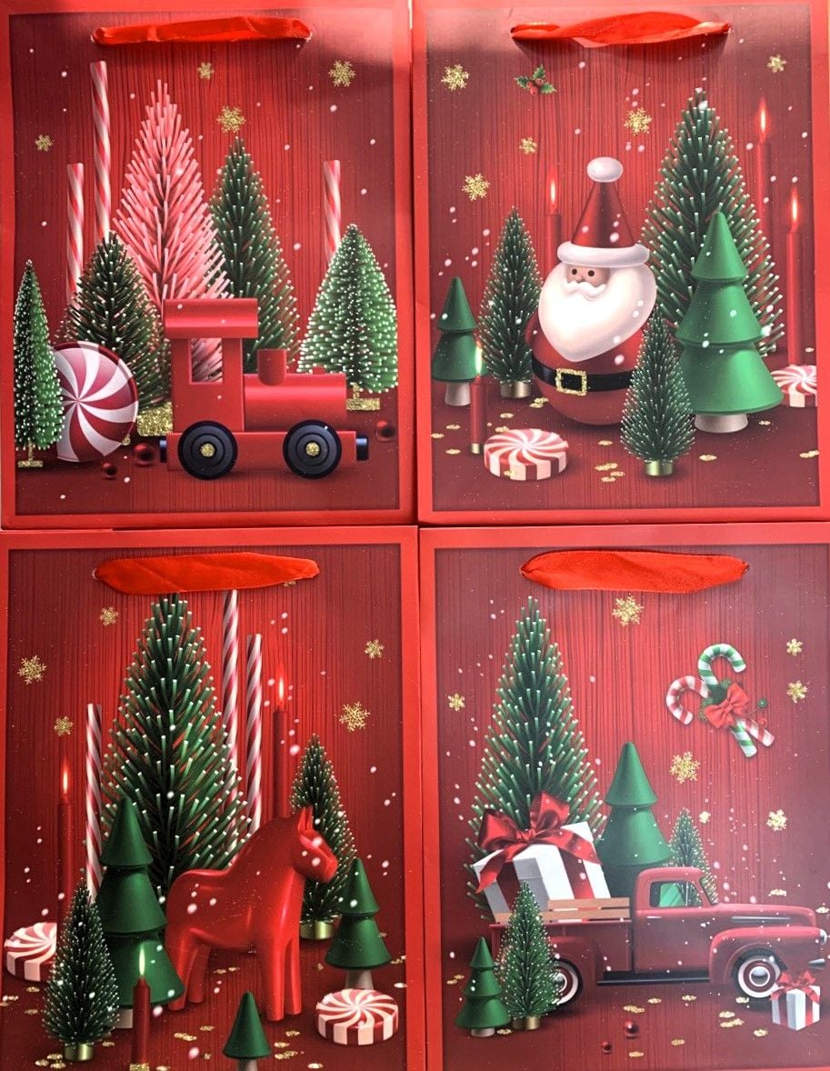 Пакет подарунковий 17.8*9.8*22.9 мм Medium XMAS (12 шт/уп) 22-9643-A Малеваро