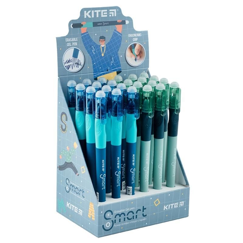 Ручка пиши/стирай гелева Smart-4 0,5мм синя (24 шт/уп) K23-098-1 Kite