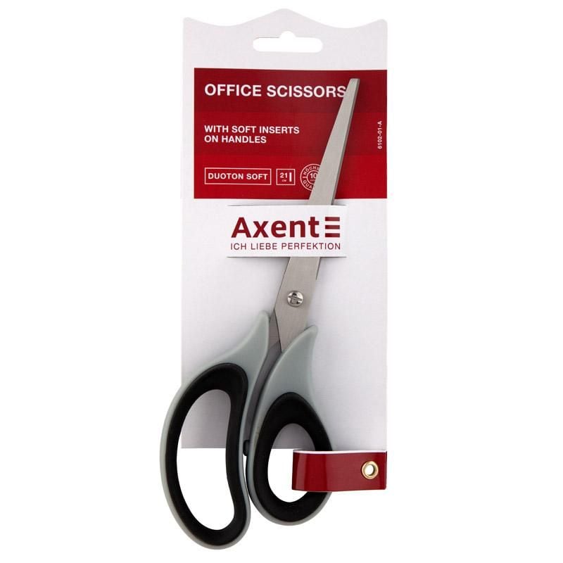Ножиці 21 см Duoton soft сіро-чорні (10 шт/уп) 6102-01 Axent