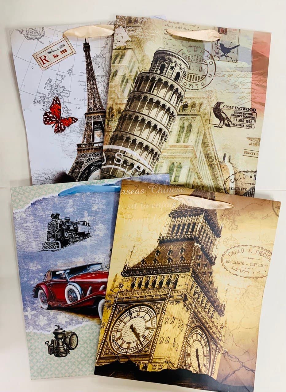 Пакет подарунковий 26*11*33 Башня та машина (12/240) 036514 AIHAO