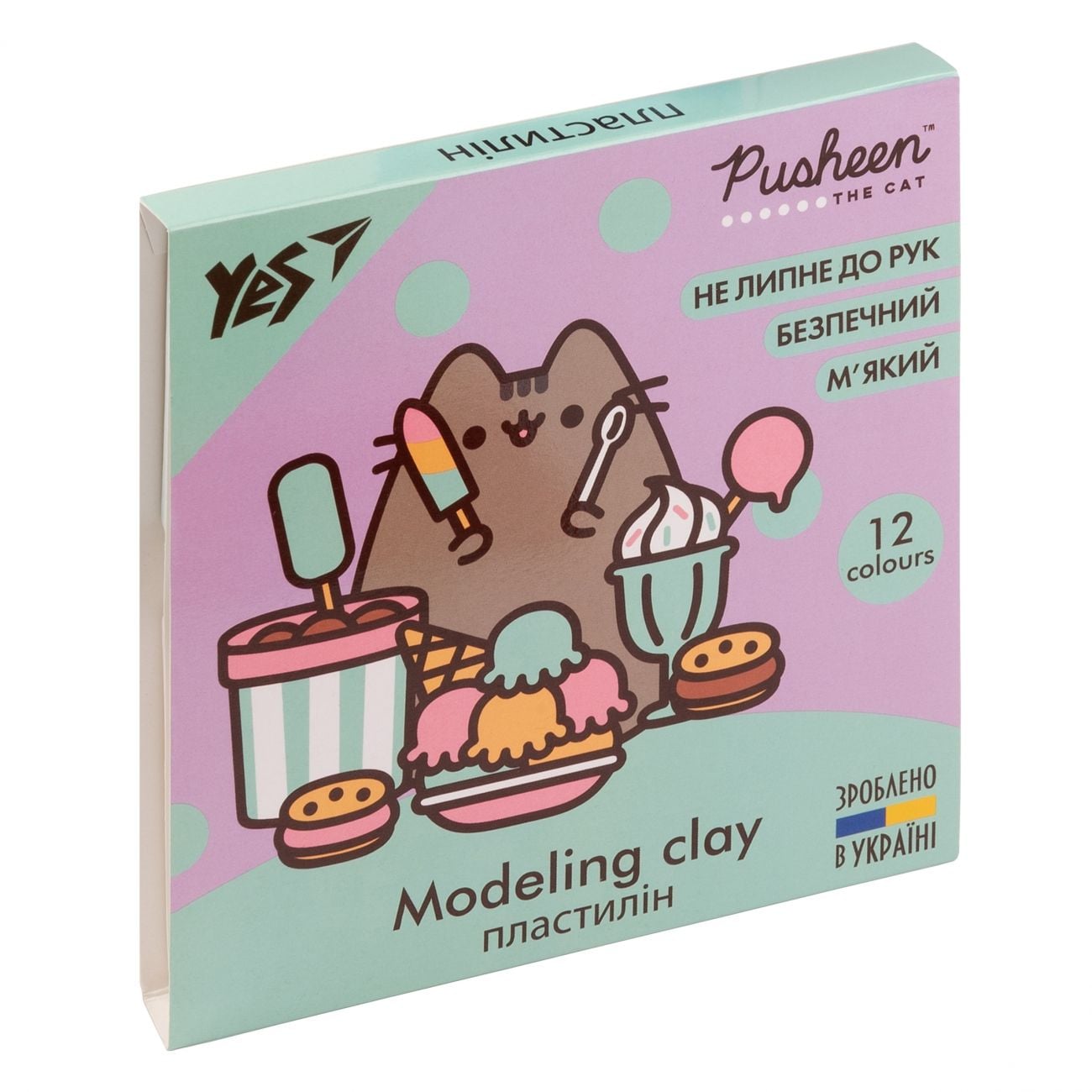 Пластилін 12 кол, 240г "Pusheen" 540597 YES!