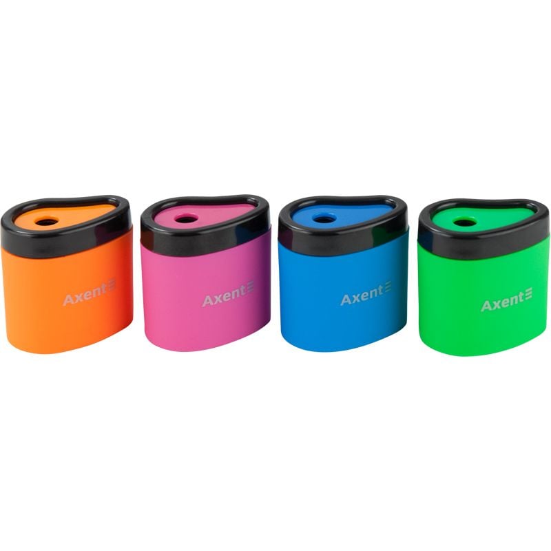 Чинка з контейнером Neon soft, асорті (12 шт) 1158 Axent