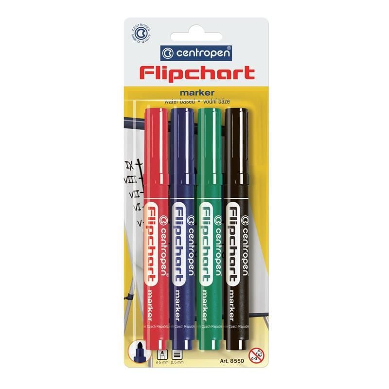 Маркер для дошок Flipchart набір 4 шт. (блістер) 8550/4/BL Centropen