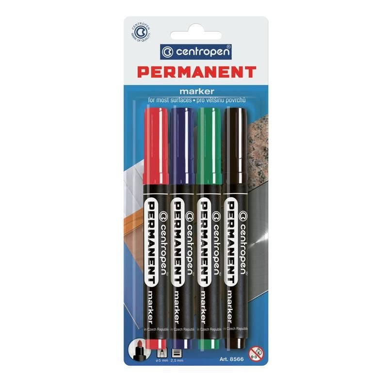 Маркер перманентний набір 4 шт. (блістер) 8566/4/BL Centropen