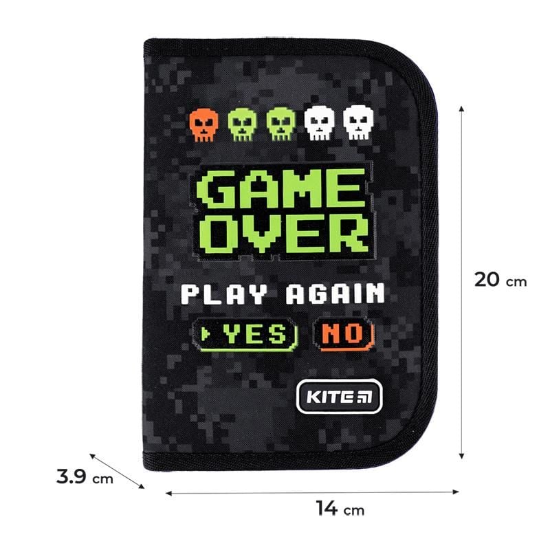 Пенал книжка 1 відділення, 1 відворот Game over K24-621-2 Kite