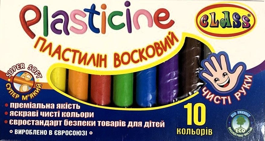 Пластилін восковий "Чисті руки" 10 кол 170 г 7626C CLASS