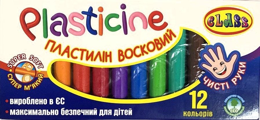 Пластилін восковий "Чисті руки" 12 кол 200 г 7627C CLASS