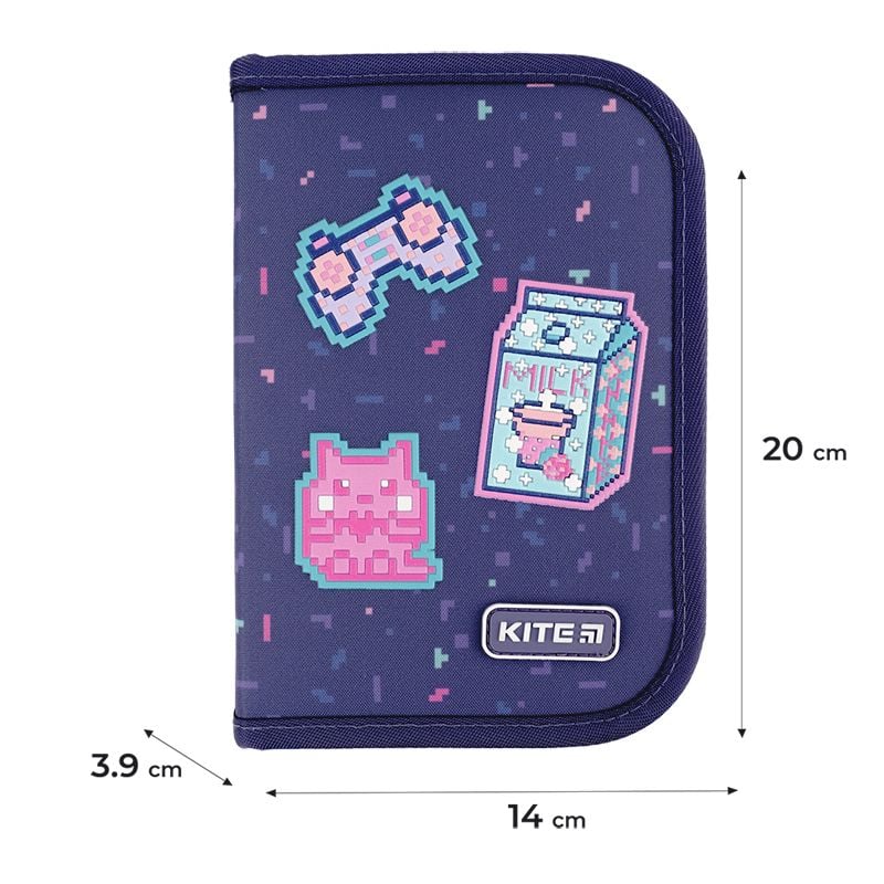 Пенал книжка 1 від., 2 відв., без наповнення 622 Pixel Love K24-622-5 Kite