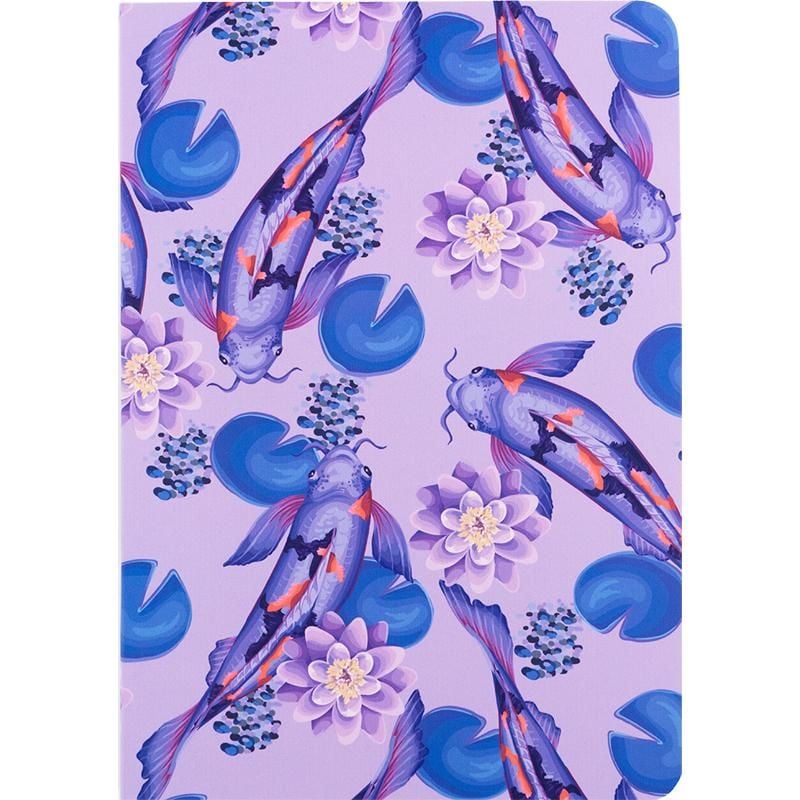 Блокнот записна книга А5 80 арк клітинка Fish бузково-синя 8700-3 Axent