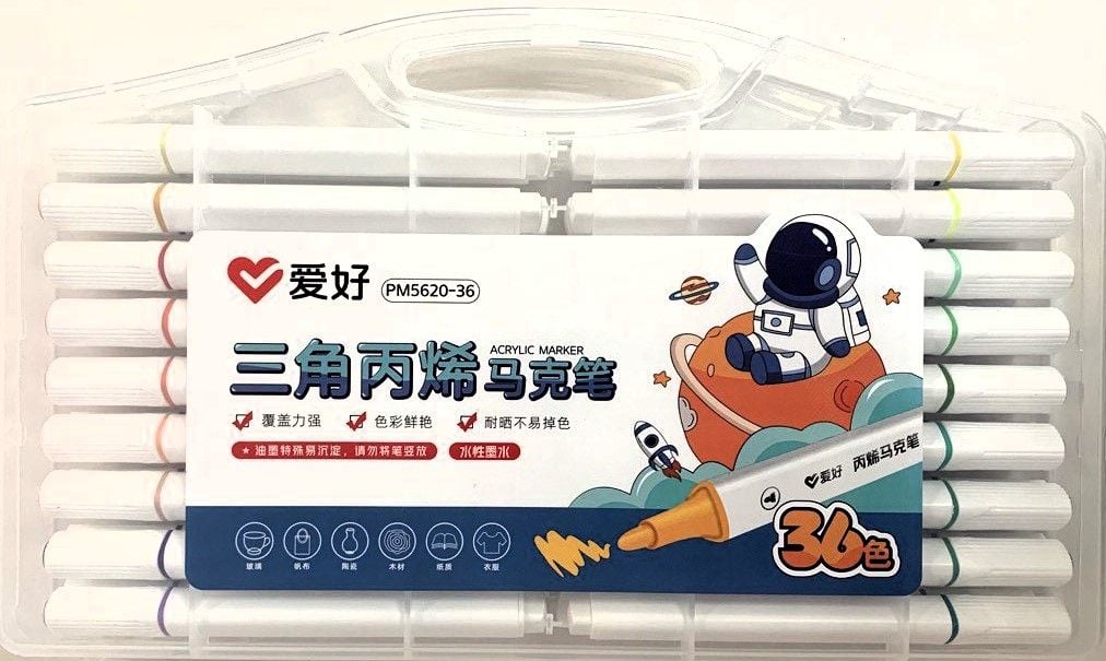 Маркер акриловий 36 кол трикутний корпус (8 шт/уп) PM5620-36 AIHAO