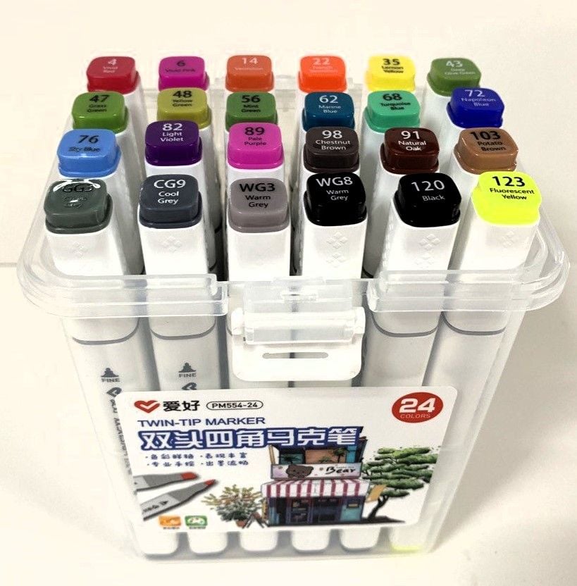 Маркер скетч двосторонній 24 кол PM554-24 AIHAO