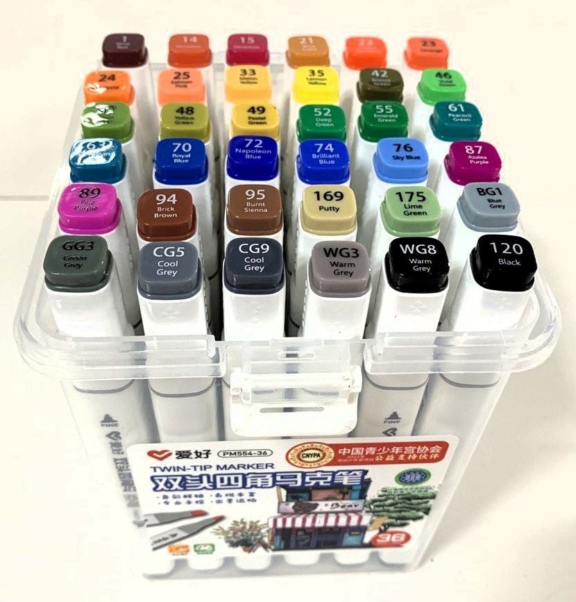Маркер скетч двосторонній 36 кол PM554-36 AIHAO