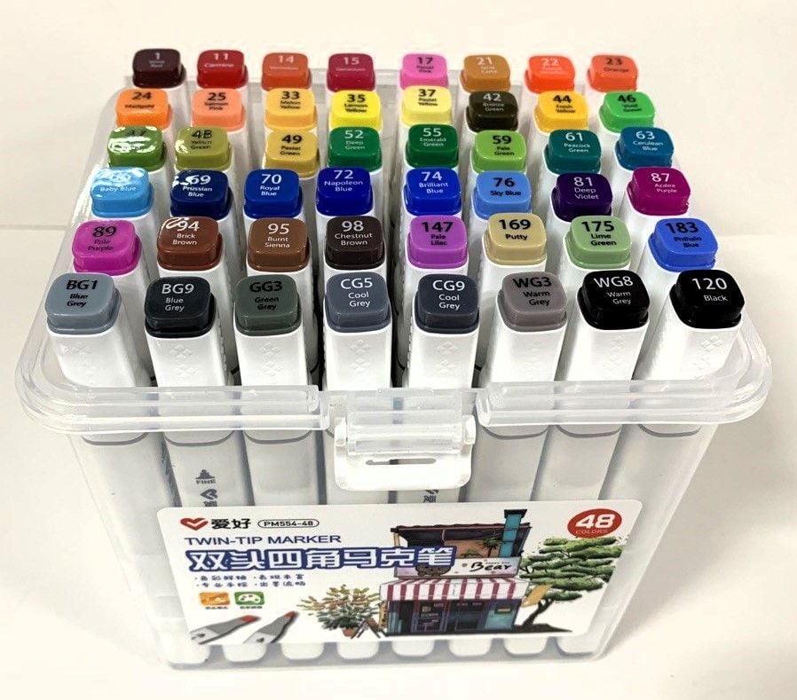 Маркер скетч двосторонній 48 кол PM554-48 AIHAO