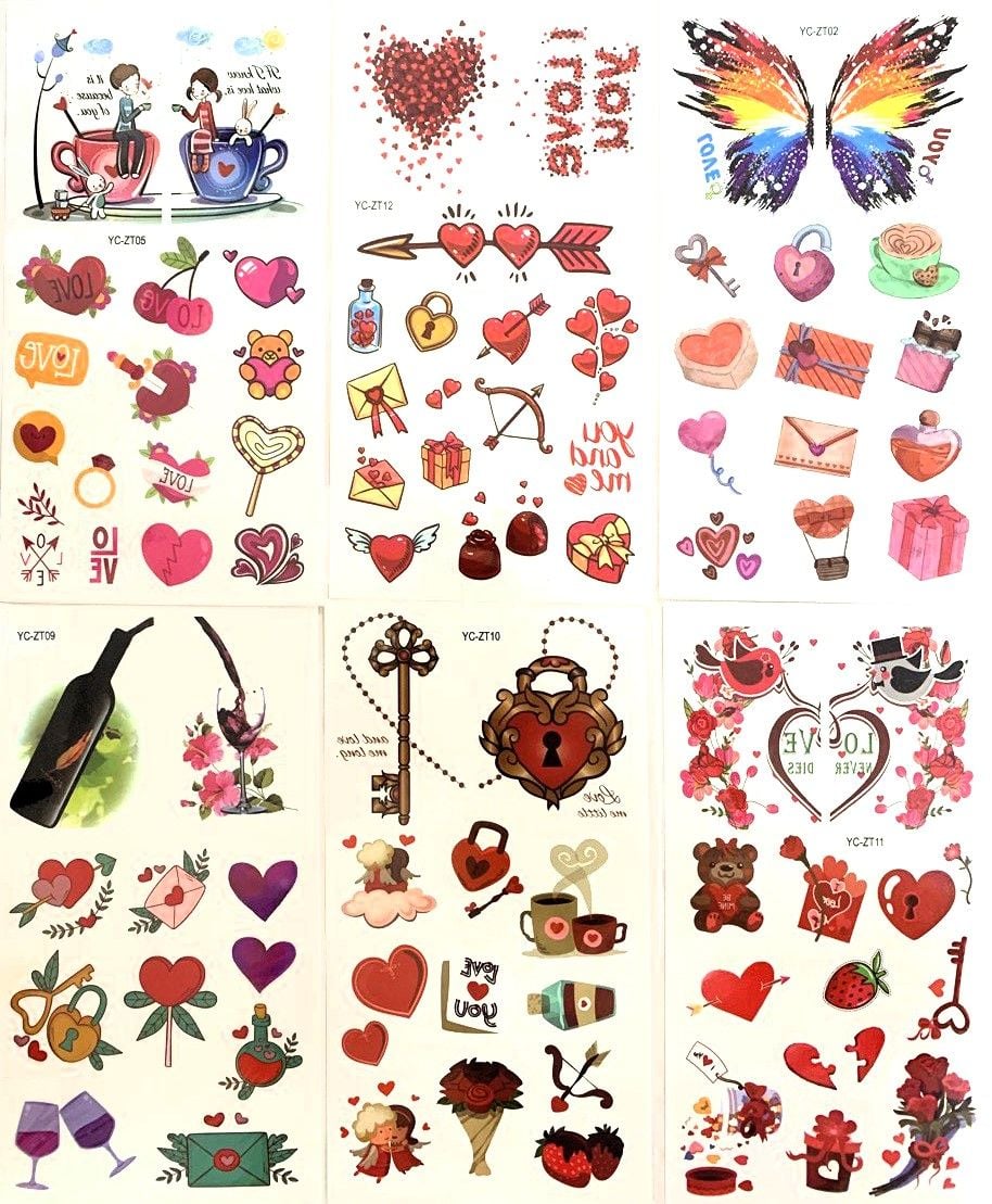 Наліпки тату кольорові 12 шт/уп YC-ZT Імпорт