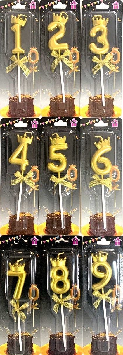Товар для свята Свічки Цифри 0-9, корона та бант CN 712 AIHAO