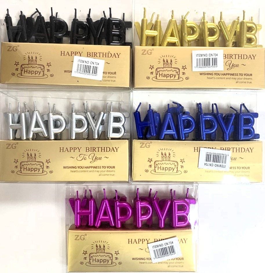 Товар для свята Свічки літери Happy B-day кольорові CN 704 AIHAO