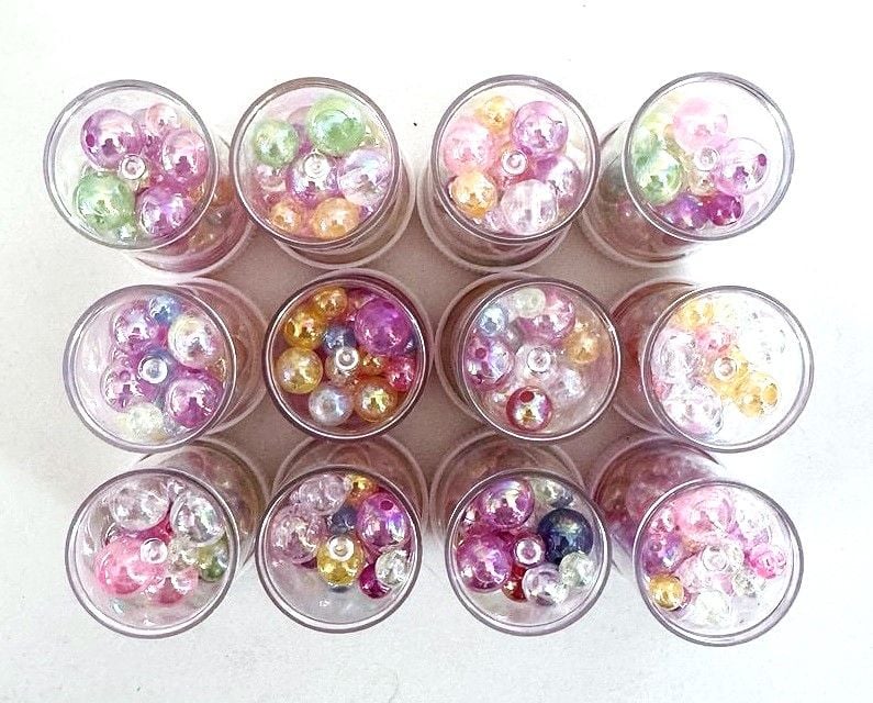 Круглі перламутрові намистини кольорові (12 бан/уп) 1465-10 AIHAO