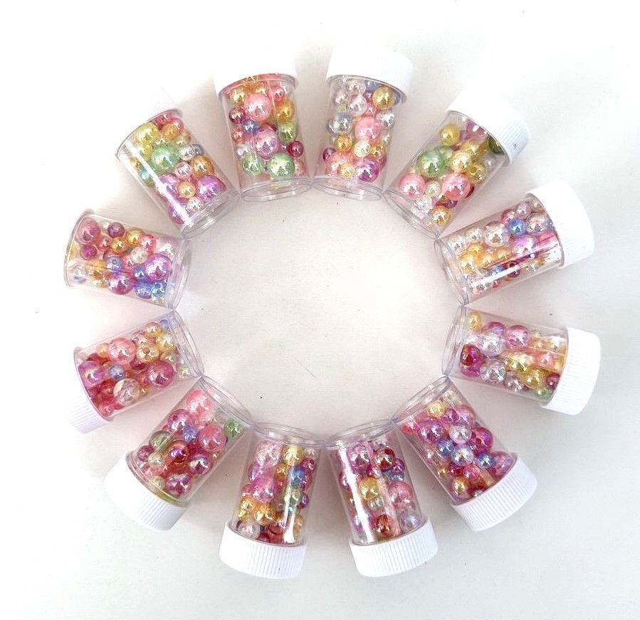 Круглі перламутрові намистини кольорові (12 бан/уп) 1465-10 AIHAO