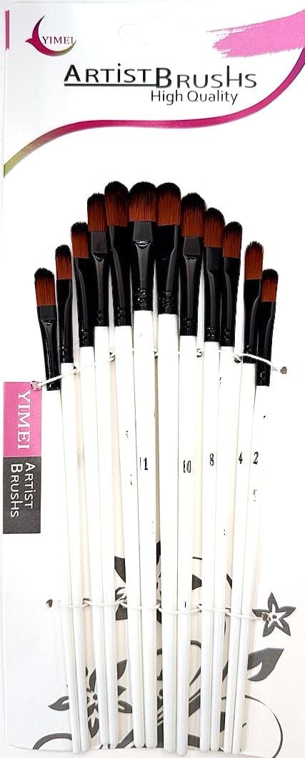 Пензлики набір круглі нейлон 12 шт CN-1105 AIHAO