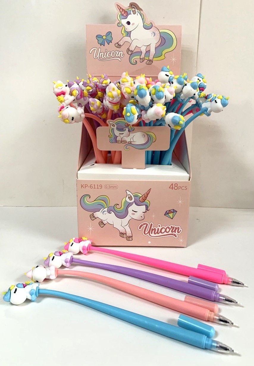 Ручка гелева Єдиноріг асорті синя (48 шт/уп) KP-6119 AIHAO