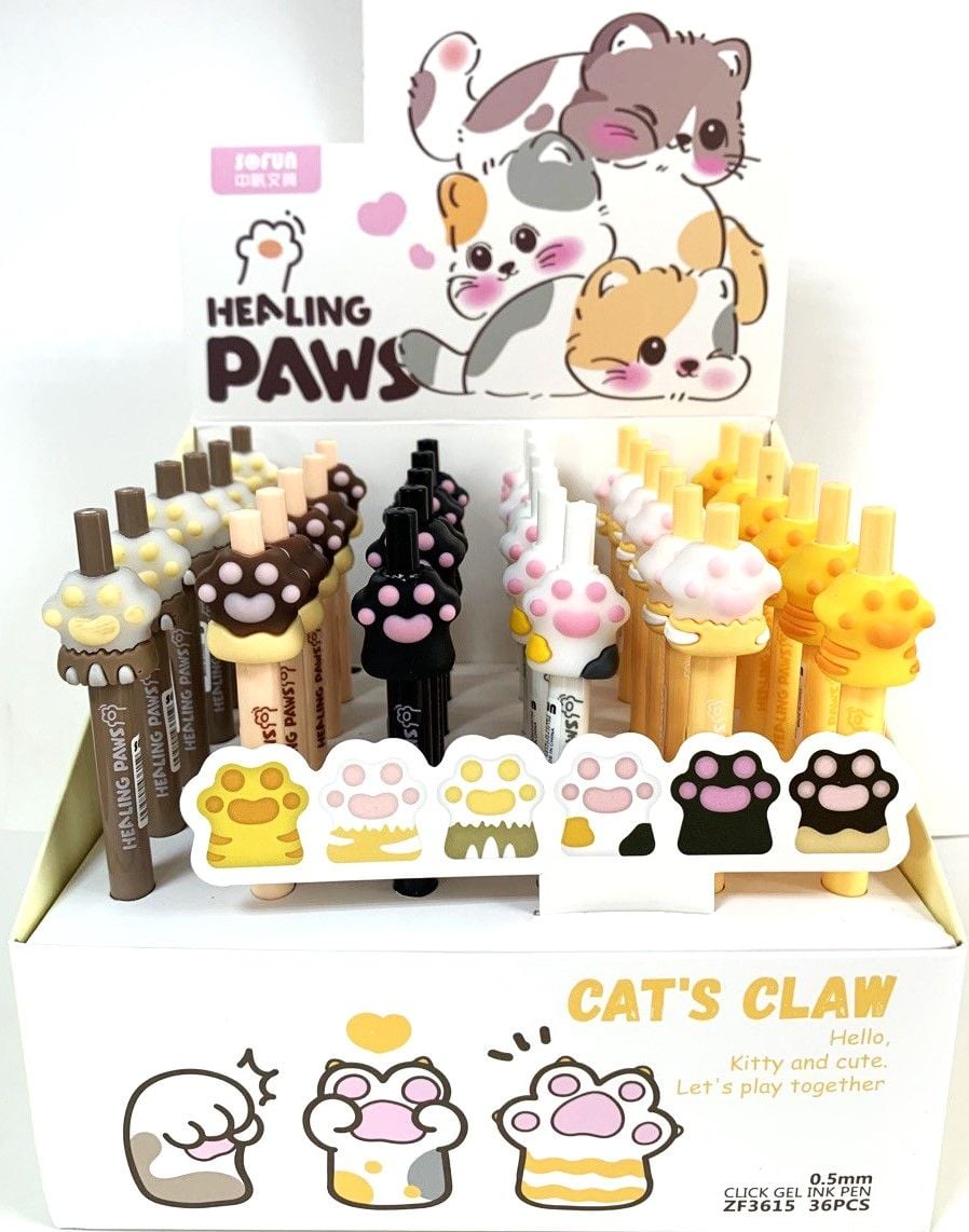 Ручка гелева автомат Лапка синя (36 шт/уп) ZF3615 SOFUN