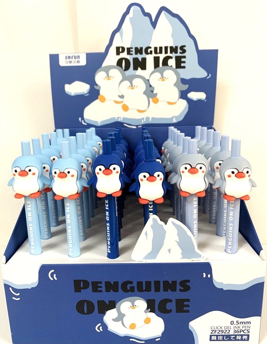 Ручка кулькова автомат Пінгвін синя (36 шт/уп) ZF2922 SOFUN