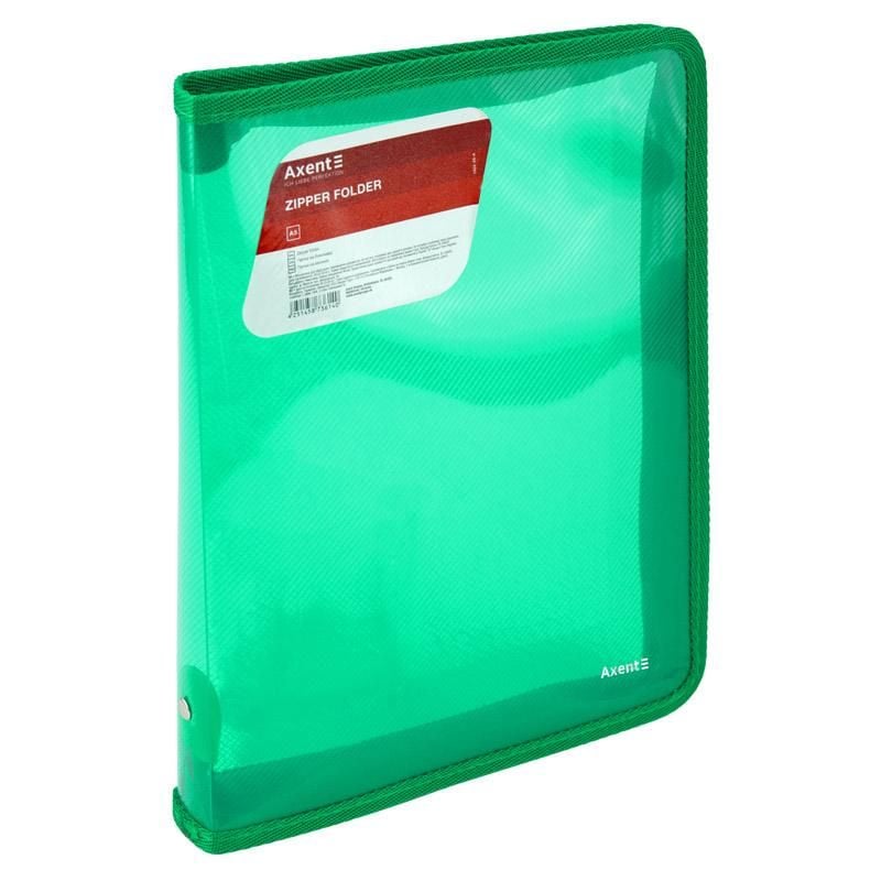 Папка на блискавці В5 прозора зелена 1802-26 Axent