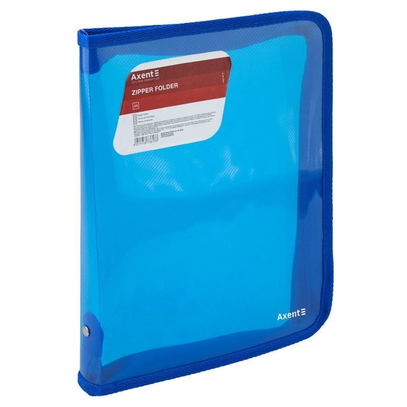 Папка на блискавці В5 прозора синя 1802-22 Axent