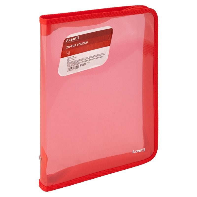 Папка на блискавці В5 прозора червона 1802-24 Axent